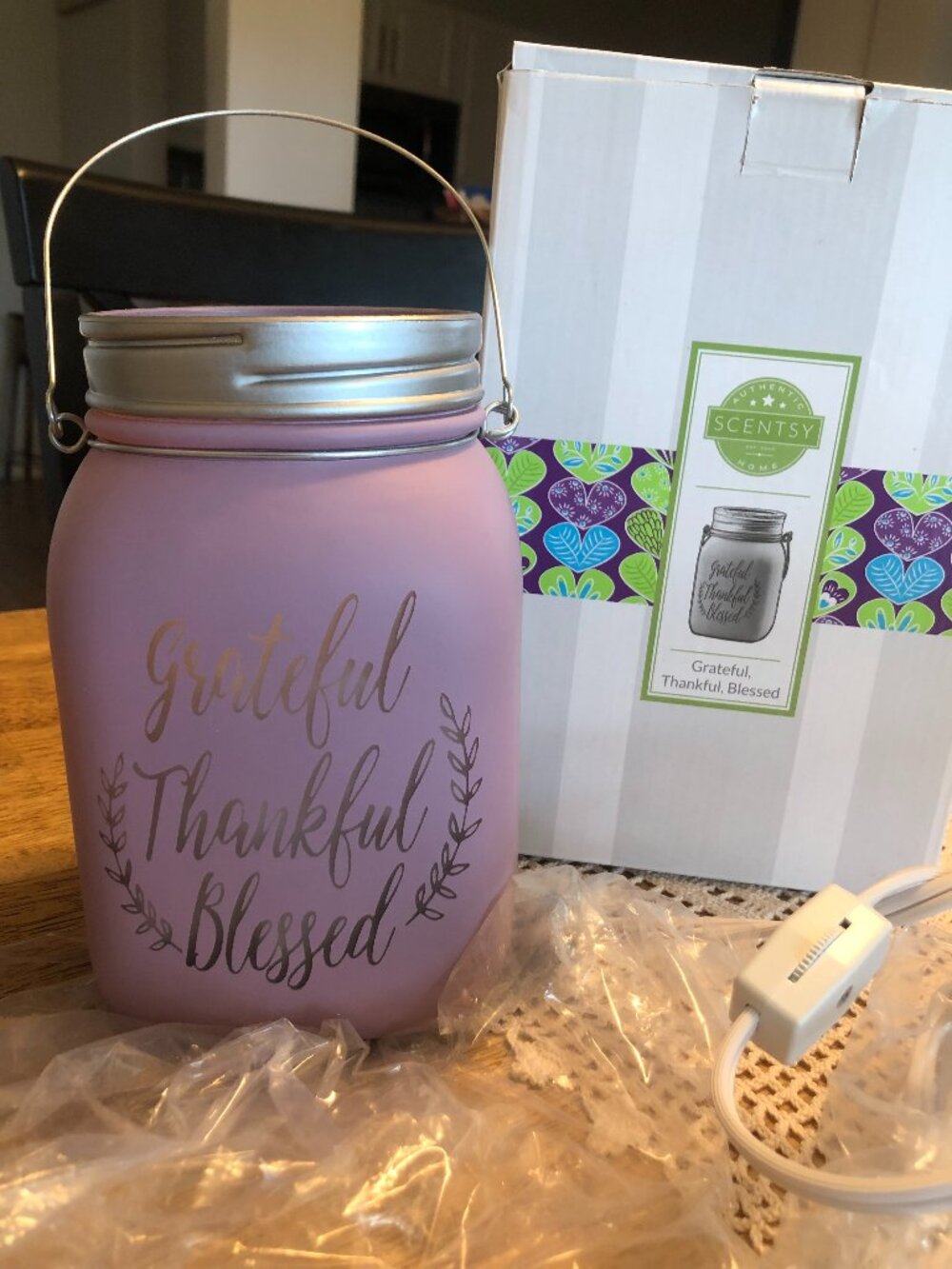 Grateful Thankful Blessed Purple Mason Jar Scentsy